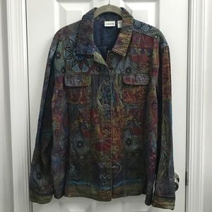 CHICO'S Printed Denim-style Jacket